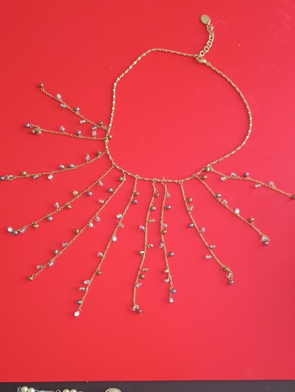 Anne Klein Gold-Tone Fringe Necklace with Multicolor Accent Beads - Picture 3 of 12